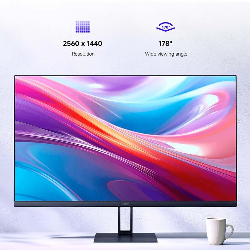 Xiaomi 2K A27Qi 27 pulgadas IPS LCD con resolución 2560 x 1440, biseles ultrafinos, ángulo de visión 178°, base metálica minimalista y pantalla vibrante