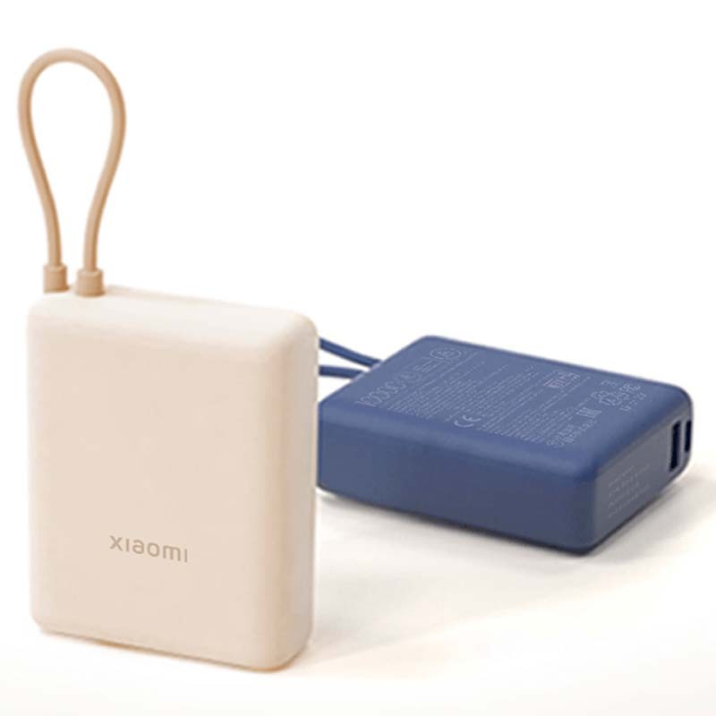 Xiaomi 33W Power Bank 10000mAh (Câble Intégré) Bleu - vue de face et arrière