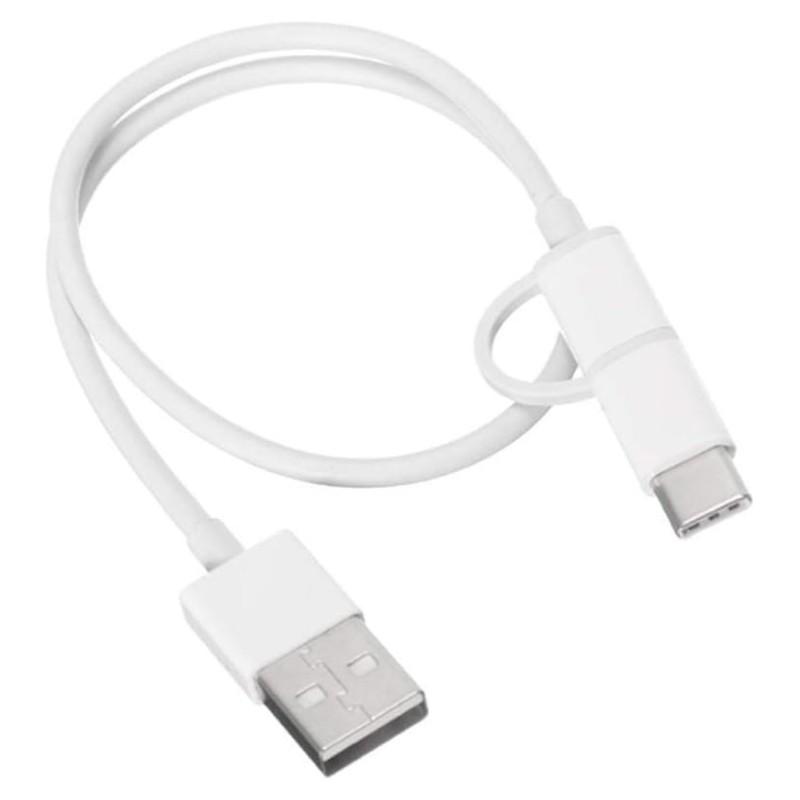 Xiaomi Mi Cable USB a USB Tipo C/Micro USB 30cm - Color Blanco Vista superior