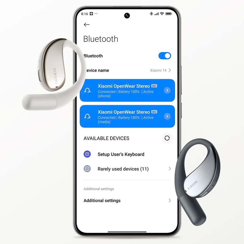 conexão dupla dos Auriculares Xiaomi Openwear Stereo Cinzento