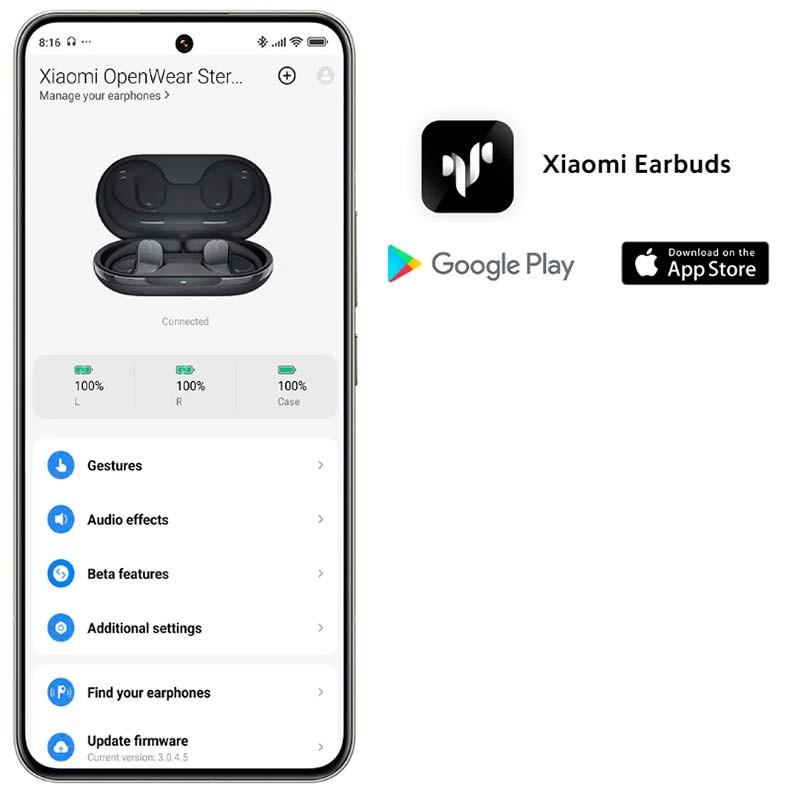 aplicação dos Auriculares Xiaomi Openwear Stereo Cinzento