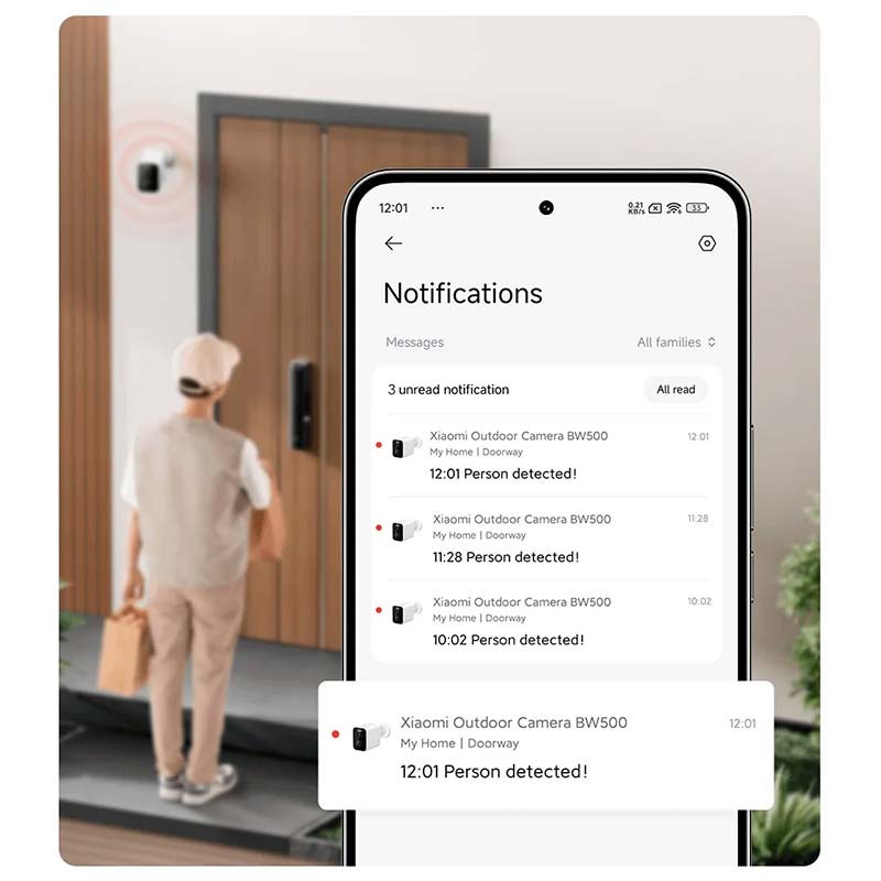 notificaciones de la Xiaomi Outdoor Camera BW500