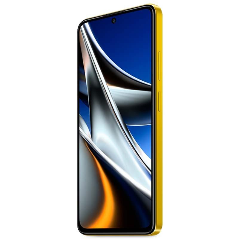 vista frontal y lateral derecho del Xiaomi Poco X4 Pro 5G 6GB/128GB Amarillo