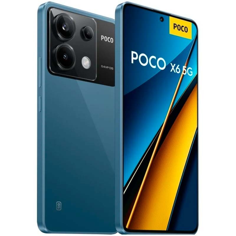 Vue de face et arrière du Smartphone Xiaomi Poco X6 5G 12Go/256Go Bleu