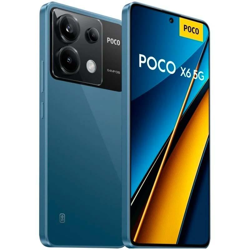 Vue de face et arrière du Smartphone Xiaomi Poco X6 5G 12Go/256Go Bleu