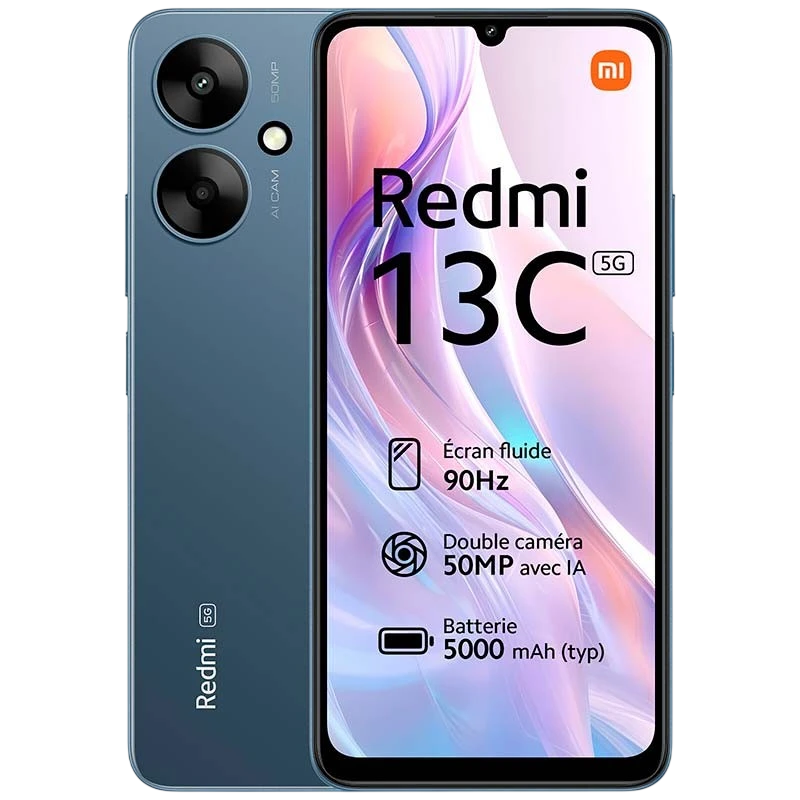 Téléphone portable Xiaomi Redmi 13C 5G 4Go/128Go Bleu