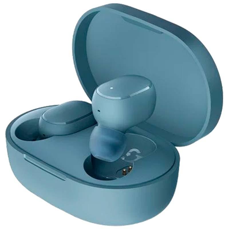 vista frontal y lateral de los Auriculares Bluetooth Xiaomi Redmi Buds Essential Azul