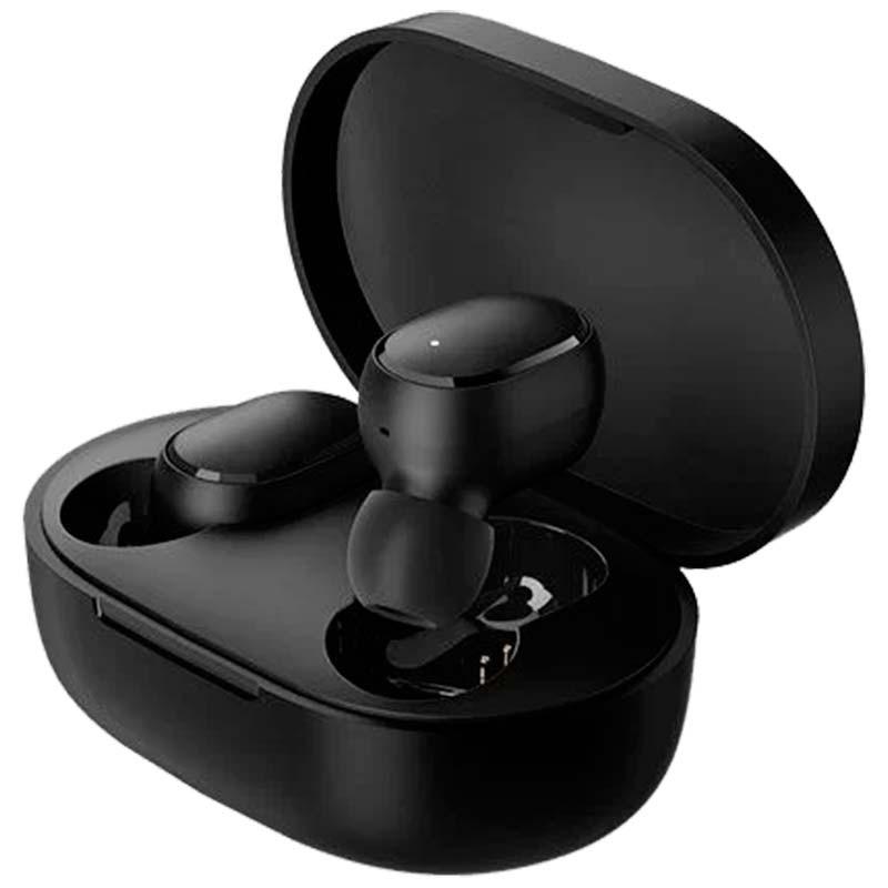 Vista frontal y lateral de los Auriculares Bluetooth Xiaomi Redmi Buds Essential Negro