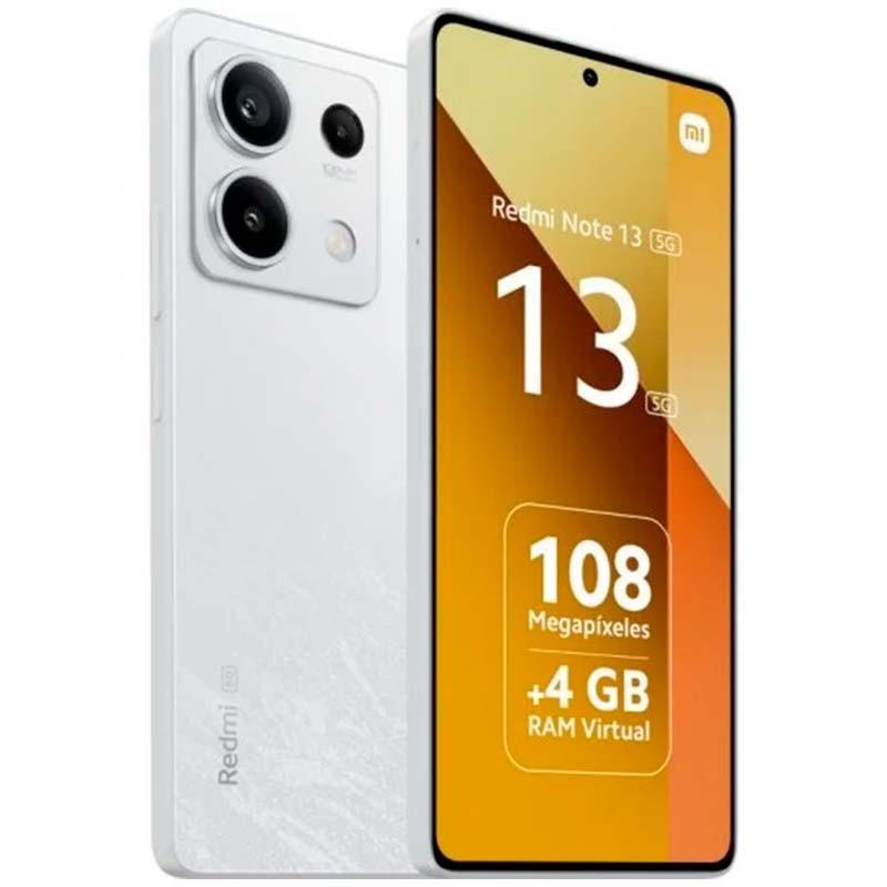 Vista frontal, traseira e lateral do telemóvel Xiaomi Redmi Note 13 5G 8GB/256GB Branco