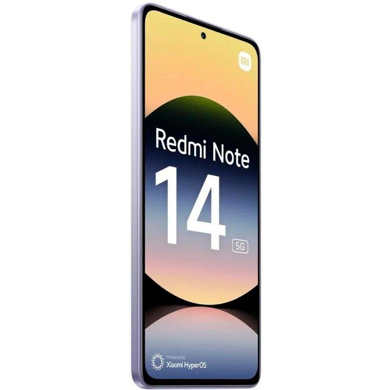 Xiaomi Redmi Note 14 5G 8GB/256GB Lavanda - vista frontal y lateral izquierdo