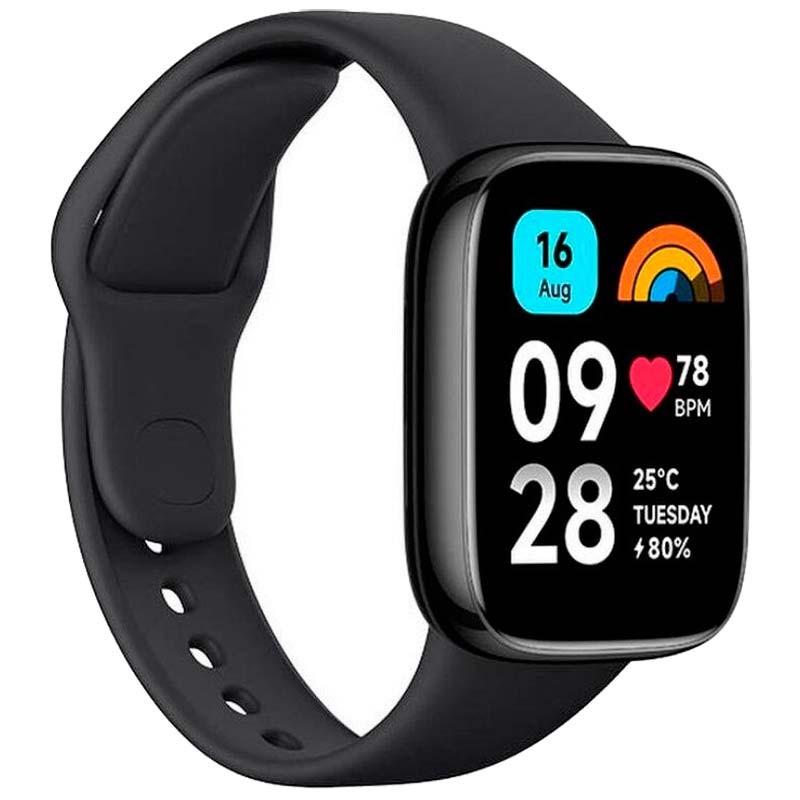 Relógio inteligente Xiaomi Redmi Watch 3 ativo preto vista lateral