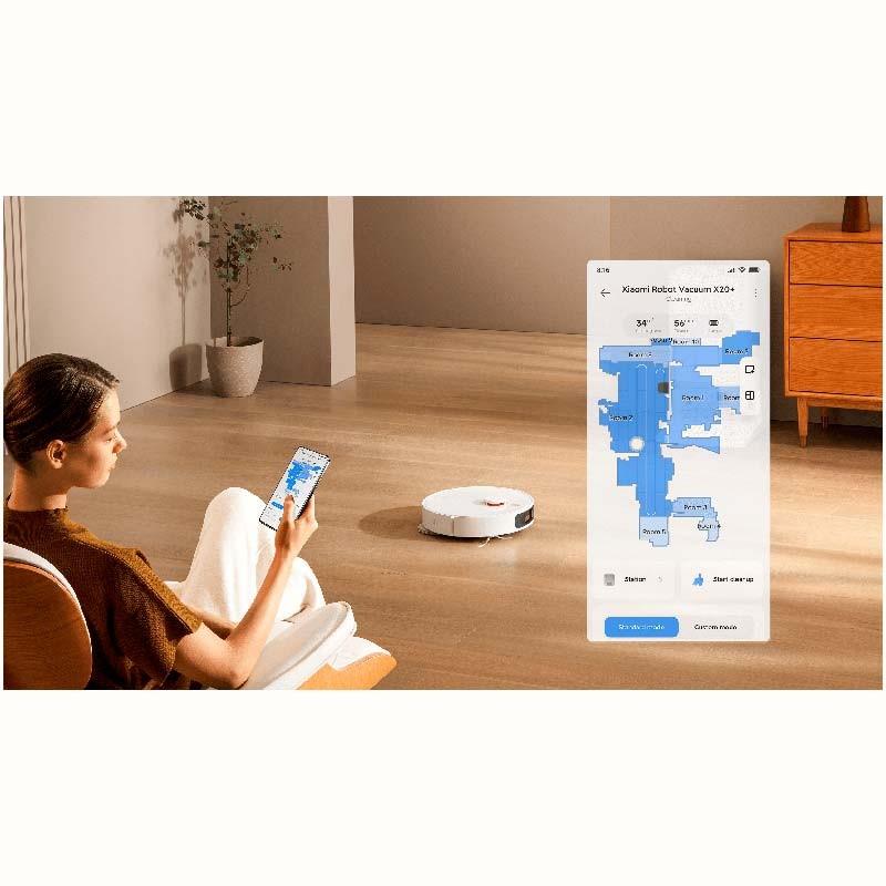 contrôle via application de l'Aspirateur Robot Xiaomi Robot Vacuum X20+ Blanc