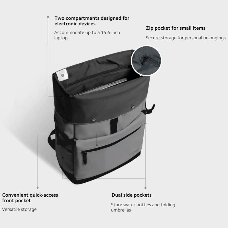 compartimentos de la mochila Xiaomi Roll Top Casual Backpack