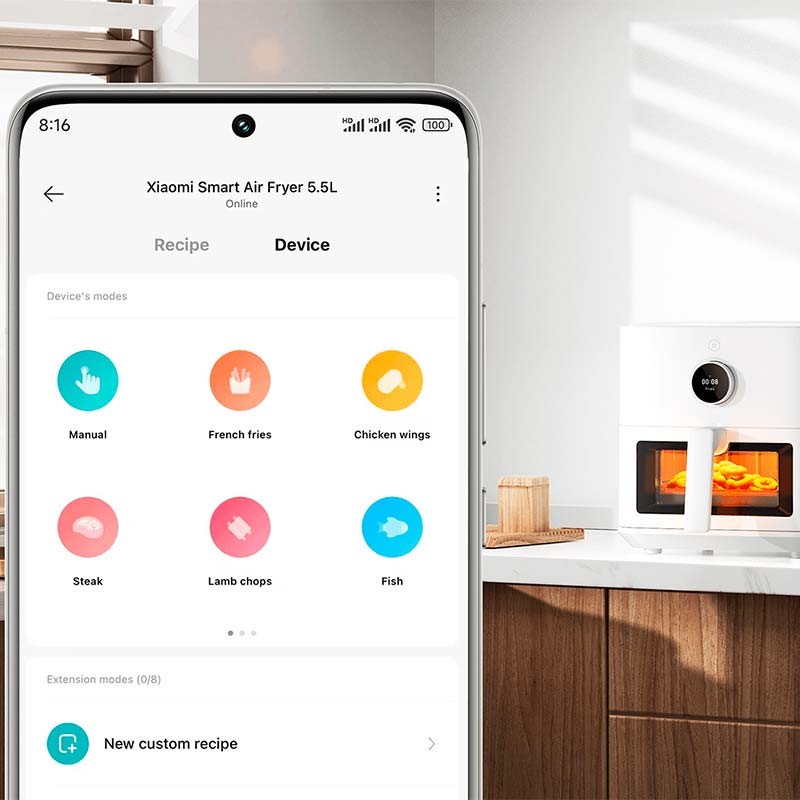 app de la Freidora de Aire Xiaomi Smart Air Fryer 5.5L Blanco
