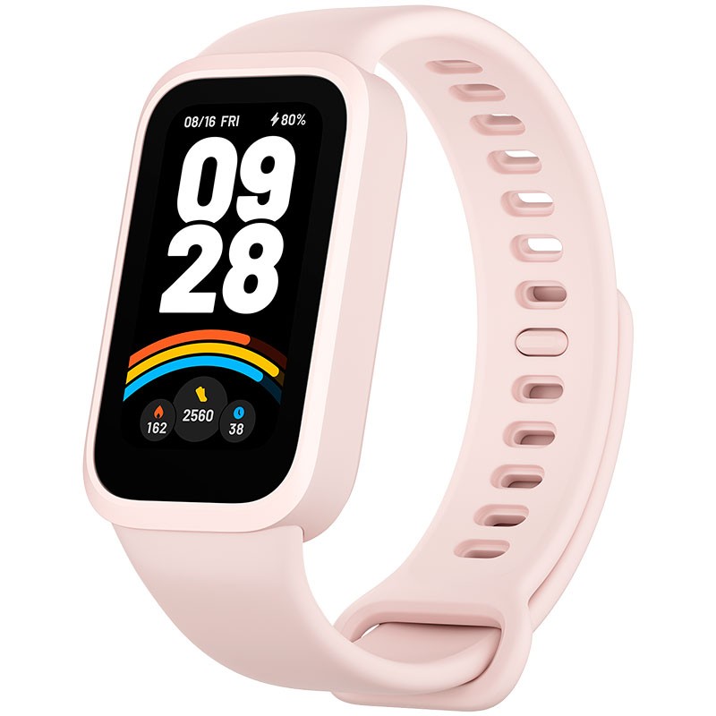 Xiaomi Smart Band 9 Active Rose - vue de face et latérale