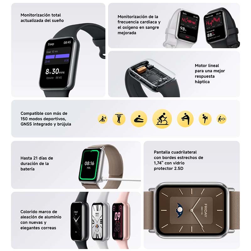 Xiaomi Mi Smart Band 9 Pro Plata - características principales