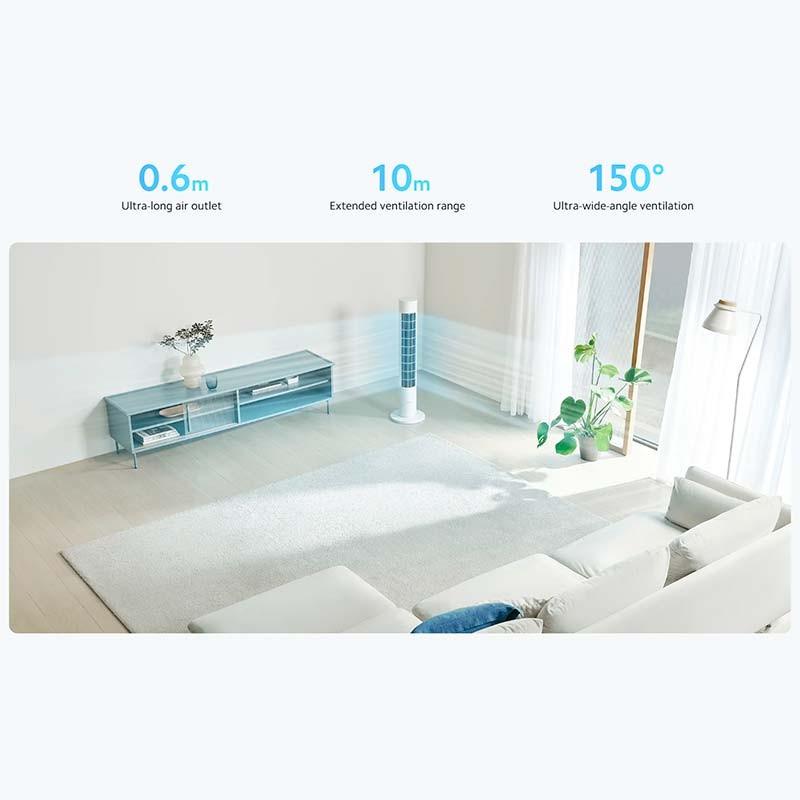 Xiaomi Smart Tower Fan 2 - alcance y oscilación