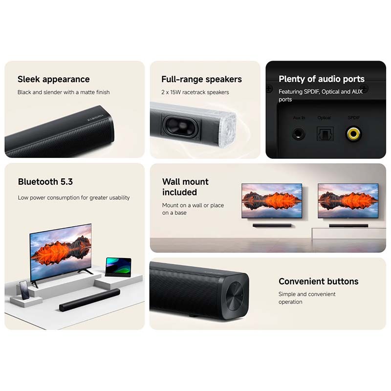 Xiaomi Soundbar 2.0ch - principais características