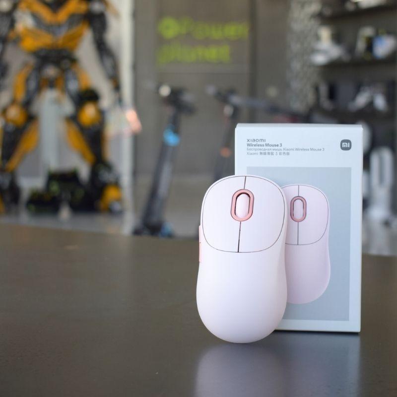 Photo de face réelle de la souris sans fil Xiaomi Wireless Mouse 3 Rose - 1200 DPI