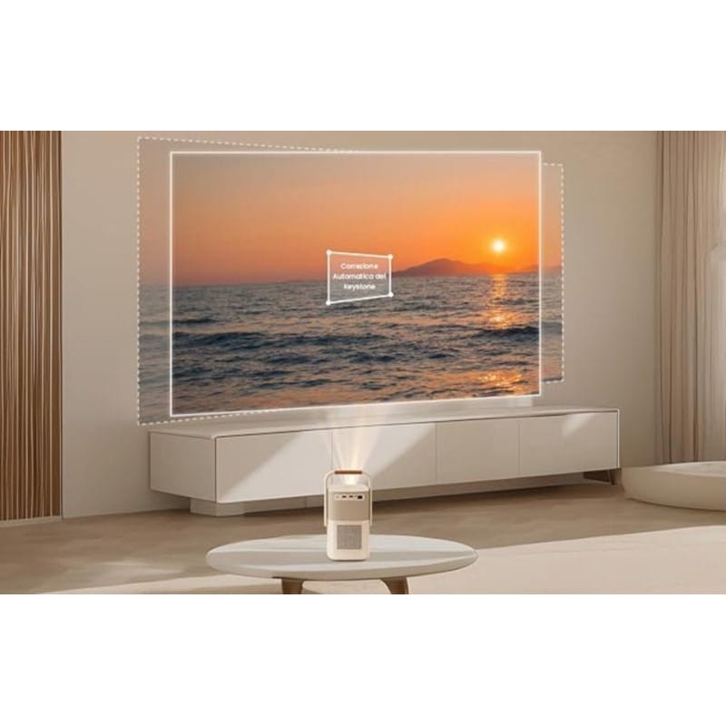 Proyector Portátil con Batería Yaber T2 Plus Sonido JBL en color Beige con ajuste automático