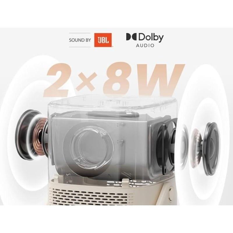 Sistema de sonio JBL del Proyector Portátil con Batería Yaber T2 Plus Sonido JBLen color Beige
