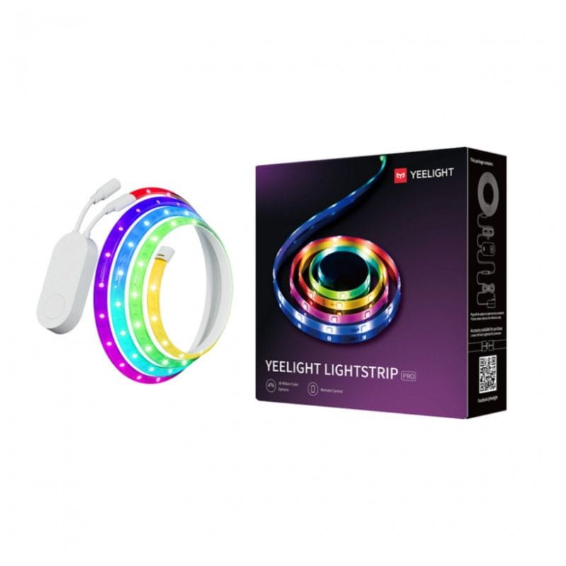 Bande LED RGB Multicolore Yeelight Lightstrip Pro à côté de sa boîte