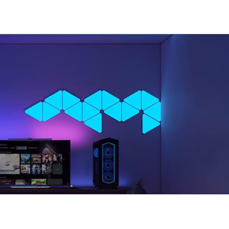 Detalle de los Paneles LED RGB inteligentes Yeelight YLFWD-012 iluminados sobre la pared