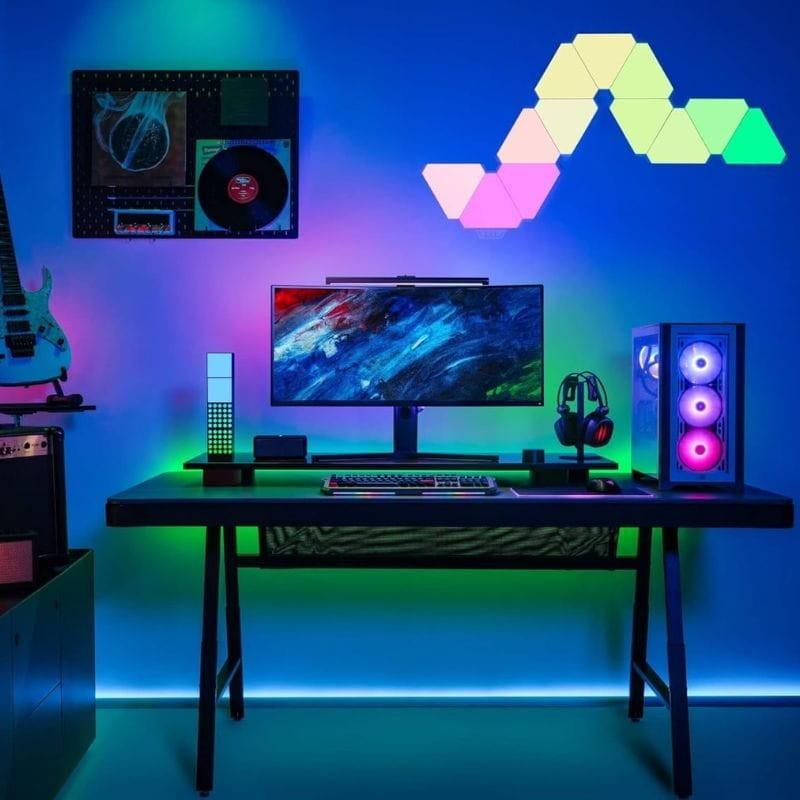 Yeelight YLFWD-0013 - Paneles de extensión inteligentes LED RGB iluminando en tono azul