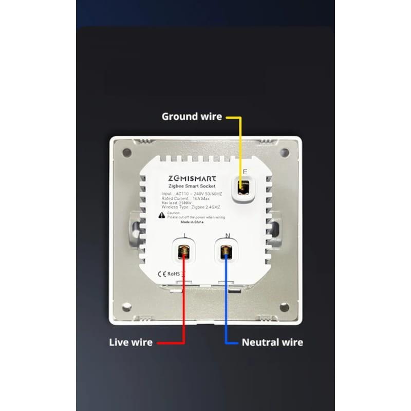 Zemismart Tuya Zigbee Universal 16A Branco - Smart Plug Vista Traseira