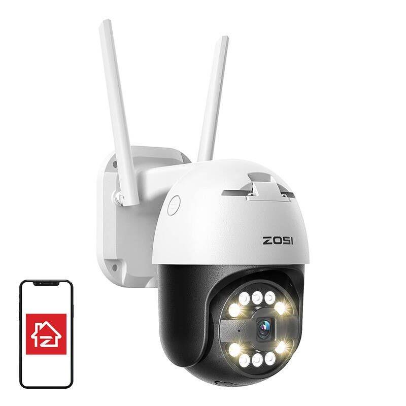 APP de ZOSI C296 5MP 3K WiFi P/T PoE IP66 Branco + Cartão microSD 32GB - Câmara de segurança IP