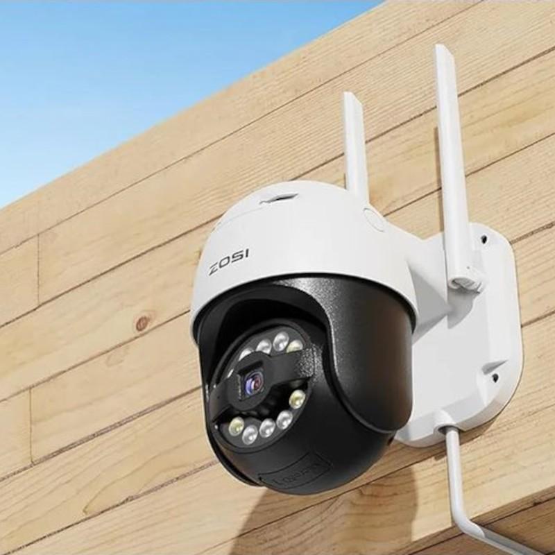 Parede ZOSI C296 5MP 3K WiFi P/T PoE IP66 Branco + Cartão microSD 32GB - Câmara de segurança IP