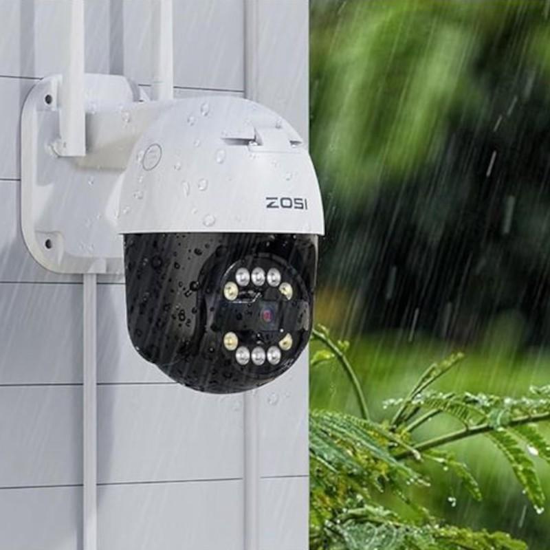 Resistência à água de ZOSI C296 5MP 3K WiFi P/T PoE IP66 Branco + Cartão microSD 32GB - Câmara de segurança IP