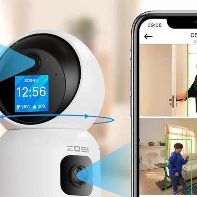 Lados de ZOSI C528M 6MPx 2K Dual P/T WiFi 5G Áudio bidirecional Detecção Branco - Câmara de segurança IP