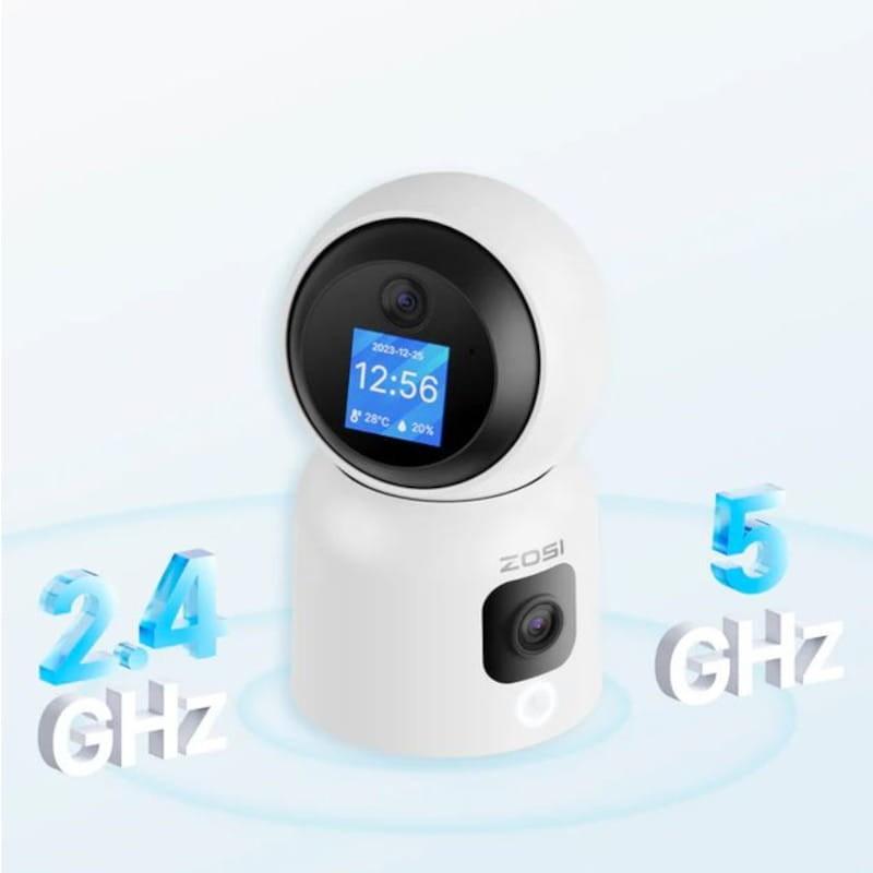Wi-Fi Duplo de ZOSI C528M 6MPx 2K Dual P/T WiFi 5G Áudio bidirecional Detecção Branco - Câmara de segurança IP
