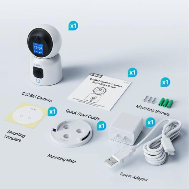 Conteúdo de ZOSI C528M 6MPx 2K Dual P/T WiFi 5G Áudio bidirecional Detecção Branco - Câmara de segurança IP