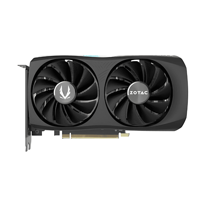 Vista cenital de la Tarjeta gráfica Zotac GeForce RTX 4060 Ti Dual NVIDIA 8 GB GDDR6